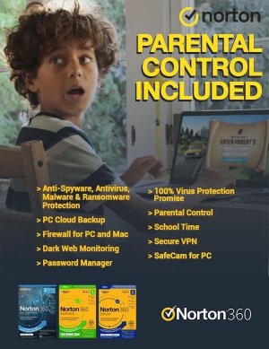 Norton 360's comprehensive device and online security suite also protects you and your children.